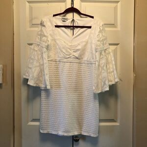 Bebe White Crochet Mini Dress